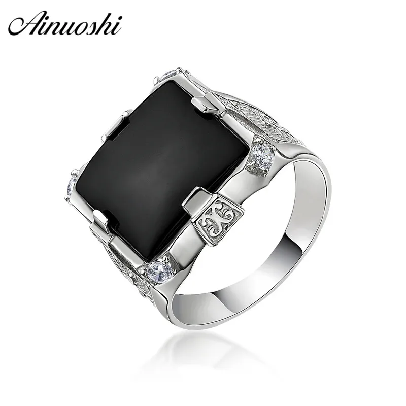 AINOUSHI Fashion 925 Sterling Silver Men Wedding Engagement Ring Black Square Male Silver Birthday Party Ring Gift hombre suena
AINOUSHI Fashion 925 Sterling Silver Men Wedding Engagement Ring Black Square Male Silver Birthday Party Ring Gift hombre suena
