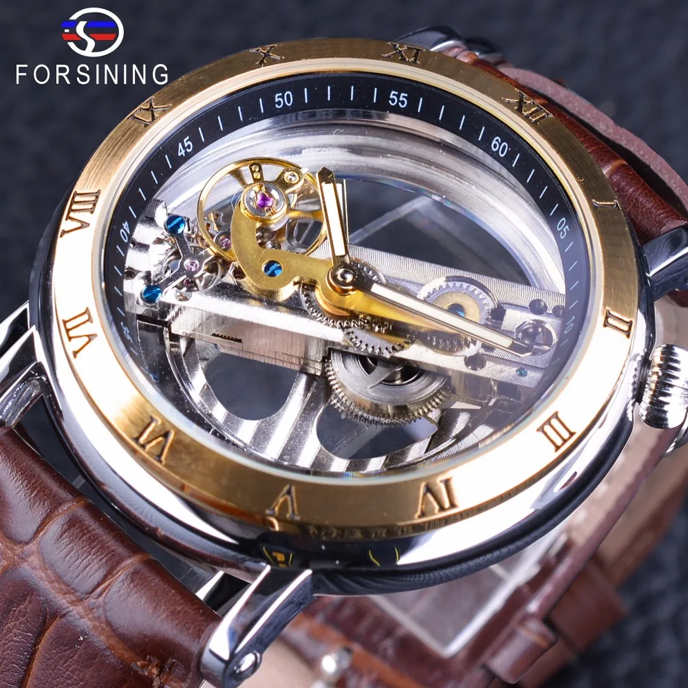 Forsining Golden Roman Number Brown Leather Double Side Transparent Steampunk Mechanical Creative Skeleton Men Automatic Watches
Forsining Golden Roman Number Brown Leather Double Side Transparent Steampunk Mechanical Creative Skeleton Men Automatic Watches