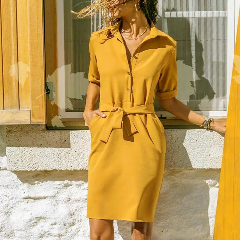 Fashion Casual Short Sleeve Buttons Shirt Dress With Belt Summer Women 2018 Office Work Pockets Shirts Short Mini Dresses
Fashion Casual Short Sleeve Buttons Shirt Dress With Belt Summer Women 2018 Office Work Pockets Shirts Short Mini Dresses