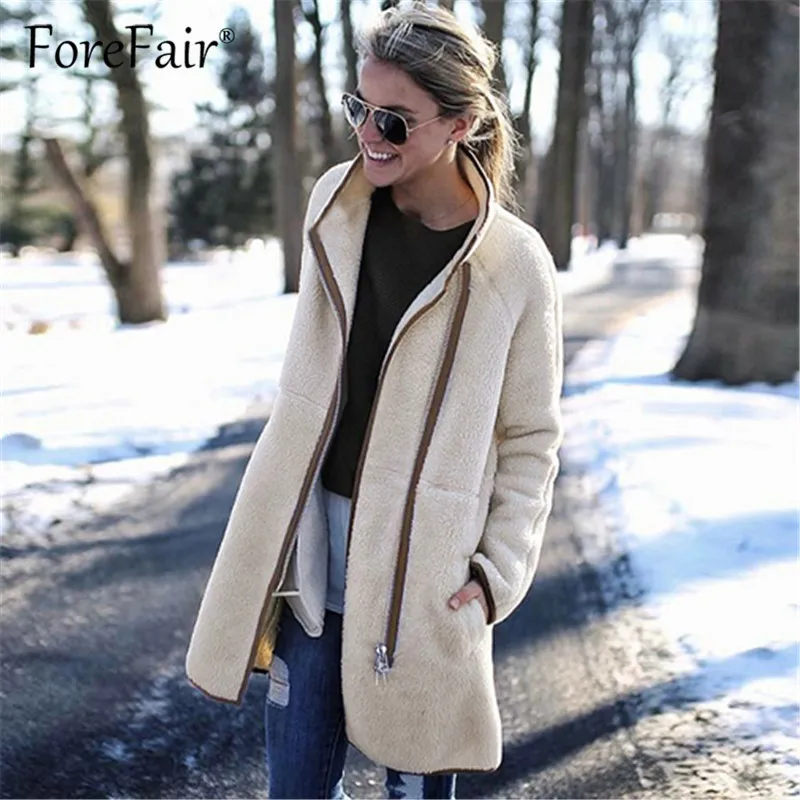 Forefair White Faux Fur Women Coat Autumn Winter Warm Long Overcoat Female Zipper Plush Teddy Coats Casual Outerwear
Forefair White Faux Fur Women Coat Autumn Winter Warm Long Overcoat Female Zipper Plush Teddy Coats Casual Outerwear