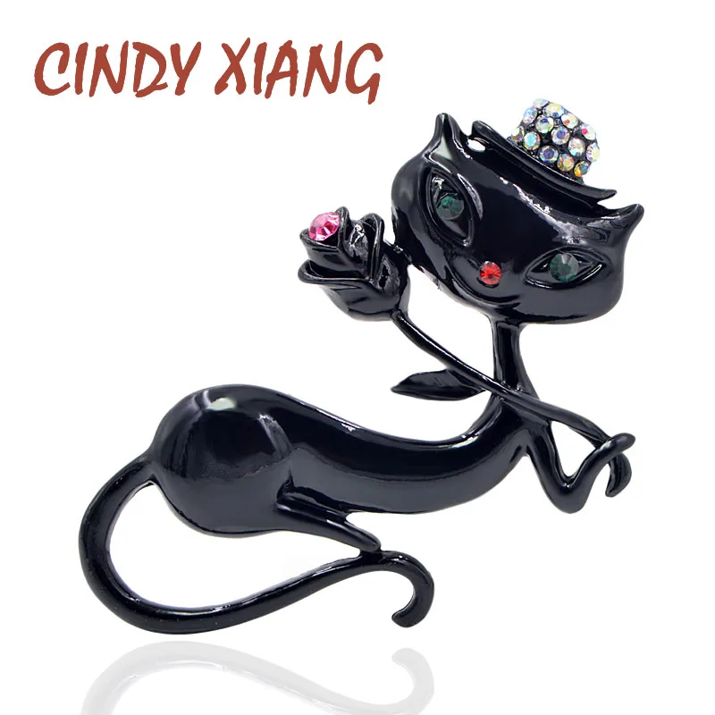 CINDY XIANG Black Enamel Cat Brooches for Women Holding Flower Kitty Brooch Pin Fashion Animal Accessories High Quality New 2018
CINDY XIANG Black Enamel Cat Brooches for Women Holding Flower Kitty Brooch Pin Fashion Animal Accessories High Quality New 2018