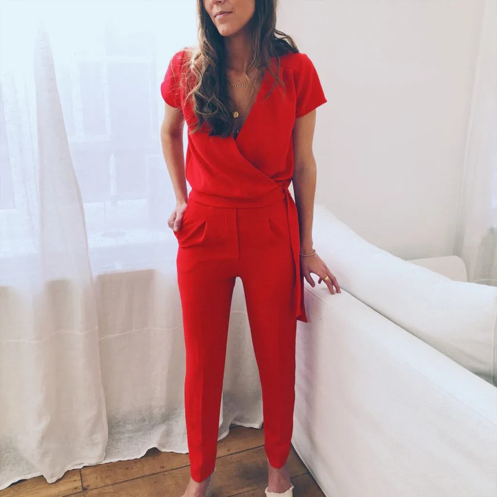 Hot red v neck jumpsuit Women Summer Sexy Short Sleeve Solid elegant rompers womens jumpsuit retro ladies jumpsuits plus size
Hot red v neck jumpsuit Women Summer Sexy Short Sleeve Solid elegant rompers womens jumpsuit retro ladies jumpsuits plus size