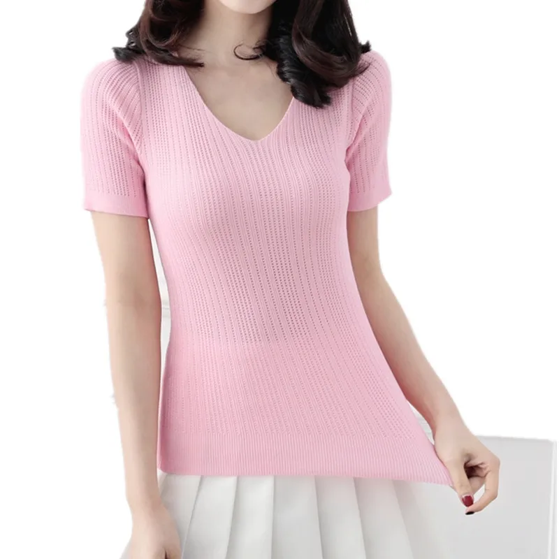 2018 New Summer Simple Women Ice Silk Cool T-shirts Women Knitted Short Sleeves Tees Plus Size Office Lady Solid V-Neck Tops
2018 New Summer Simple Women Ice Silk Cool T-shirts Women Knitted Short Sleeves Tees Plus Size Office Lady Solid V-Neck Tops