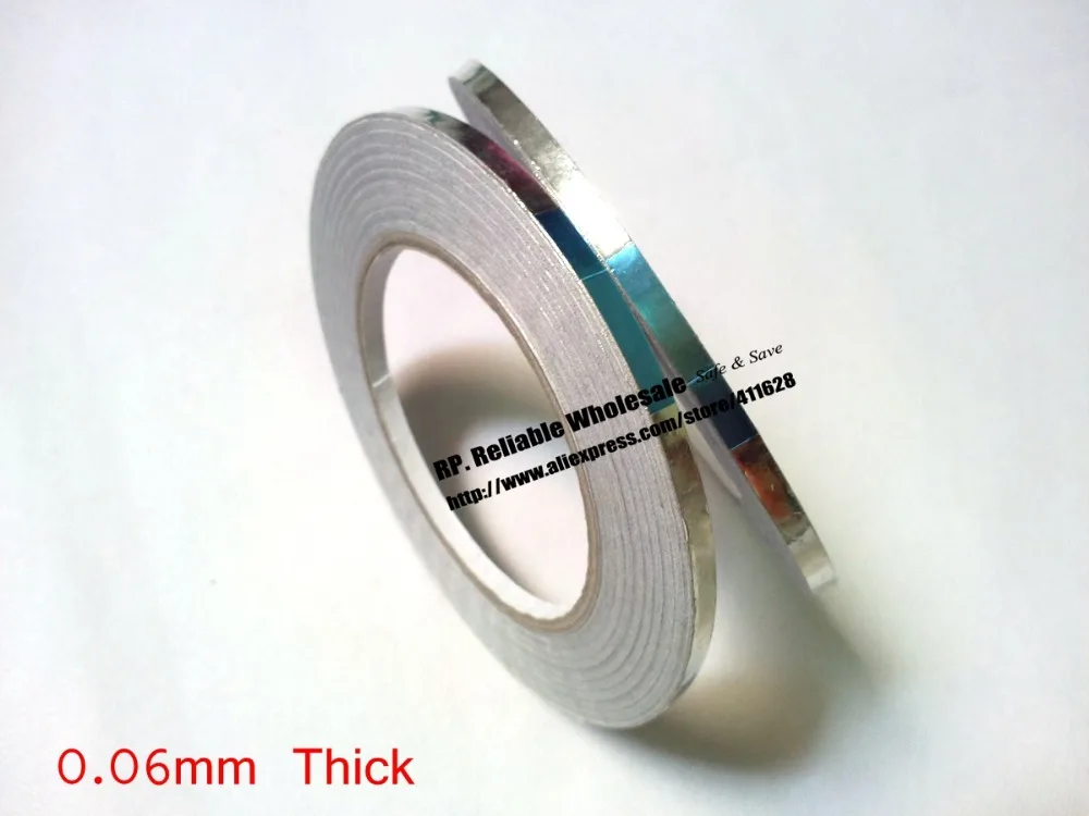 Фото Promotion! 2PCS 5mm* 40 meters *0.06mm Adhesive Aluminum Foil Tape for Radiation-Resistant EMI Shielding *FREE SHIPPING*  | Офисный скотч (32617171519)