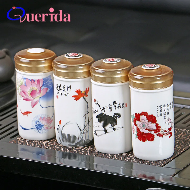

Chinese Style 300ml Porcelain Cup Ceramic Vacuum Flask Thermos Stainless Steel Coffee Bottle Travel Mug Tea Water Thermos Bottle