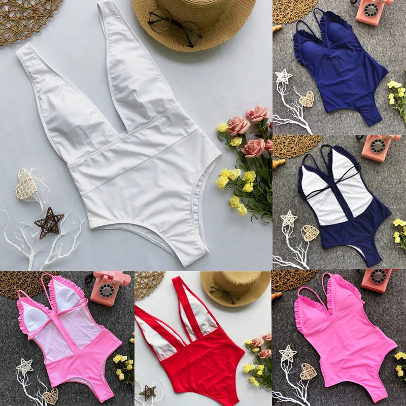 One piece Newest sexy solid Deep V Swimsuits Women Monokinis Hot Summer Padded Swim Beachwear Bathing suit maillot de bain Femme
One piece Newest sexy solid Deep V Swimsuits Women Monokinis Hot Summer Padded Swim Beachwear Bathing suit maillot de bain Femme