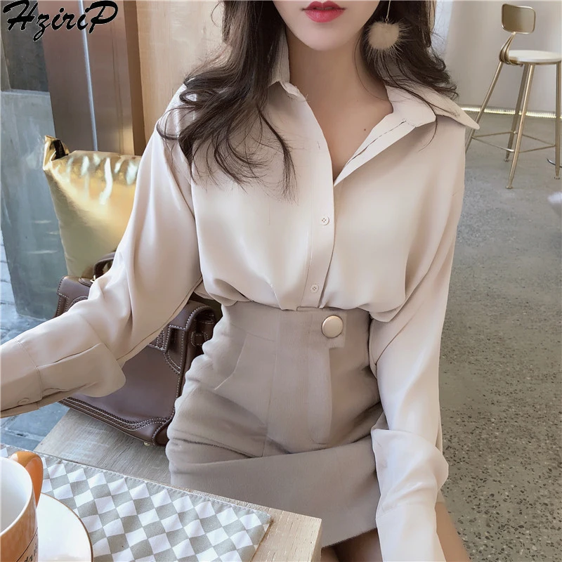 HziriP 2019 Spring Autumn Casual Office Women Slim Shirt Solid Single Breasted Long Sleeve Loose Tops Elegant Ladies Blouse
HziriP 2019 Spring Autumn Casual Office Women Slim Shirt Solid Single Breasted Long Sleeve Loose Tops Elegant Ladies Blouse