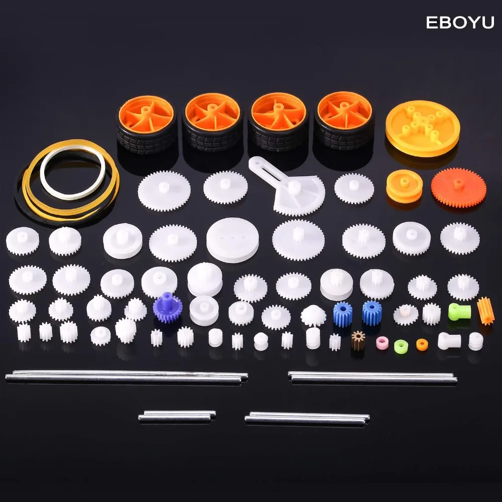 EBOYU 78 шт. * набор пластиковых шестерен с различными зубчатыми передачами и втулками осевого ремня для автомобильного робота «сделай сам»
EBOYU 78 шт. * набор пластиковых шестерен с различными зубчатыми передачами и втулками осевого ремня для автомобильного робота «сделай сам»