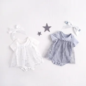 Wholesale 2019 Summer New Baby Girl Bodysuit Glitter Starfish Gray White Gauze Overall Jumpsuit+Headband Baby Clothing E81020
Wholesale 2019 Summer New Baby Girl Bodysuit Glitter Starfish Gray White Gauze Overall Jumpsuit+Headband Baby Clothing E81020