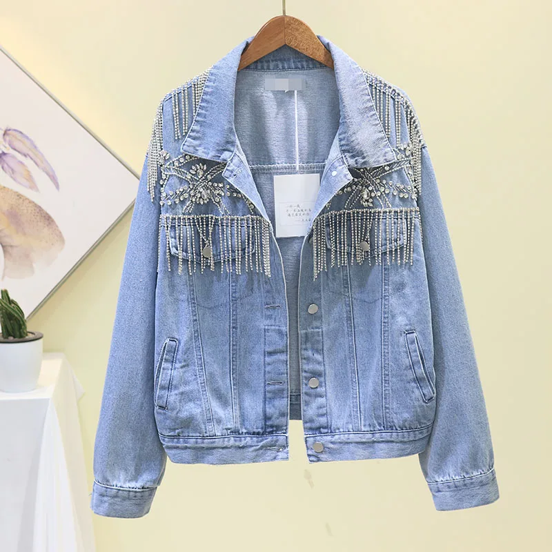 2019 Summer New Net Fashion Denim Coat Woman Heavy Industry Diamonds Tassel Loose Cowboy Jacket Coats Students Short Jackets
2019 Summer New Net Fashion Denim Coat Woman Heavy Industry Diamonds Tassel Loose Cowboy Jacket Coats Students Short Jackets