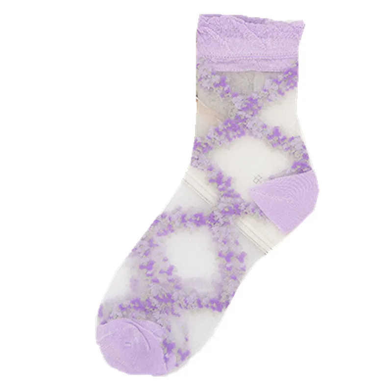 Women's Sock Acrylic Spring And Autumn Glass Silk Socks Rhombic Flower Thin Transparent Mid Sock Sexy
Women's Sock Acrylic Spring And Autumn Glass Silk Socks Rhombic Flower Thin Transparent Mid Sock Sexy