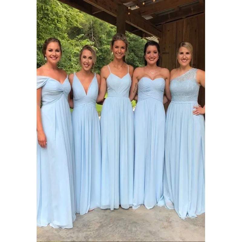 Five Style Chiffon Long Bridesmaid Dresses 2019 New Sleeveless A Line Floor Length Ruffles Formal Wedding Gowns Party Dress
Five Style Chiffon Long Bridesmaid Dresses 2019 New Sleeveless A Line Floor Length Ruffles Formal Wedding Gowns Party Dress