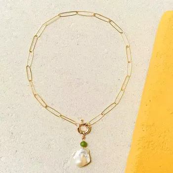 fashion links chain bijoux stainless steel necklace bohemian Baroque pearl pendant necklace Spring-sling closure MATERA NECKLACE
fashion links chain bijoux stainless steel necklace bohemian Baroque pearl pendant necklace Spring-sling closure MATERA NECKLACE