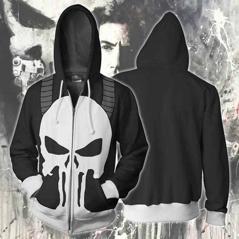Marvel Punisher Cosplay Costume Hoodies Men Hooded Superhore Zipper Sweatshirt Jacket
Marvel Punisher Cosplay Costume Hoodies Men Hooded Superhore Zipper Sweatshirt Jacket