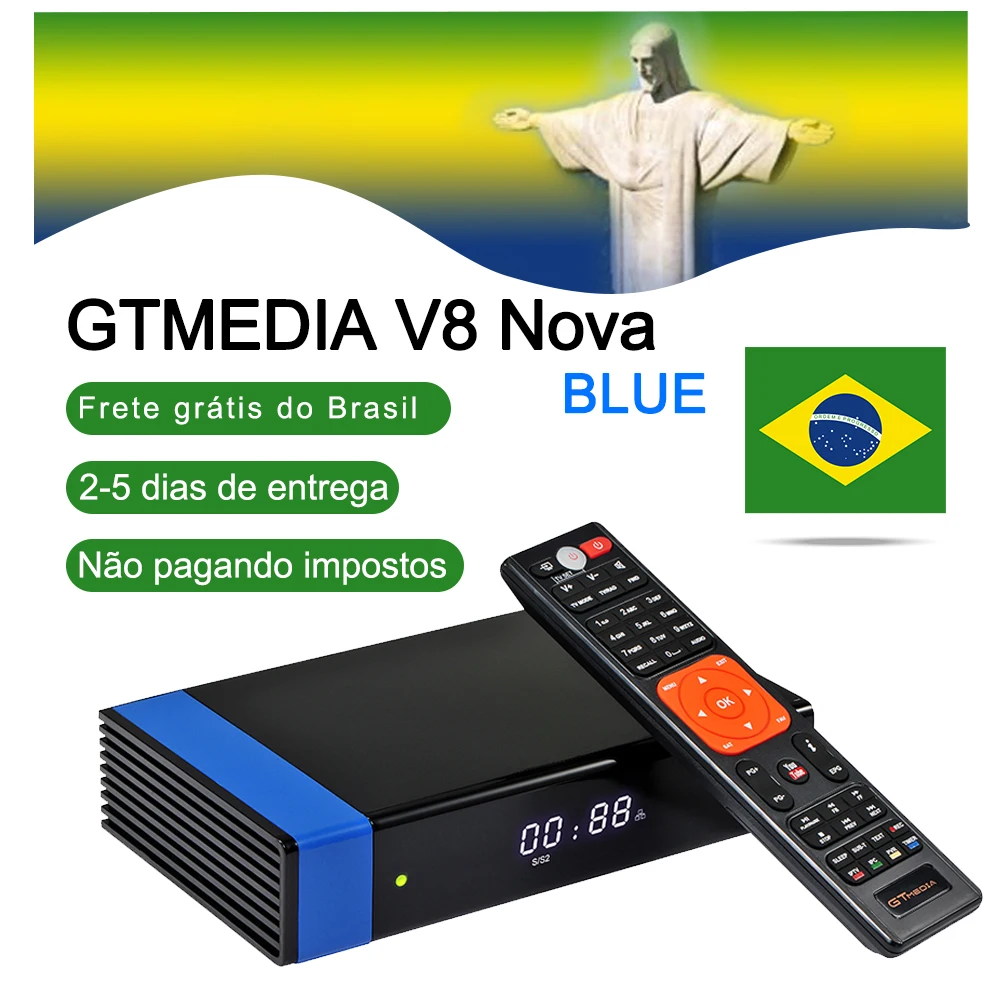 GTMedia V8 Nova Blue Built-in WiFi DVB-S2 H.265 Satellite Receiver with Brazil cccam iptv Same Freesat V9 Super Upgrade V8 Super
GTMedia V8 Nova Blue Built-in WiFi DVB-S2 H.265 Satellite Receiver with Brazil cccam iptv Same Freesat V9 Super Upgrade V8 Super