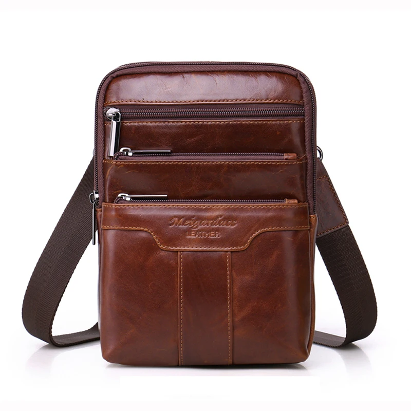 Image new arrival genuine leather  small messenger bags for men ipad mini holder crossbody shoulder bags handbags chest pack