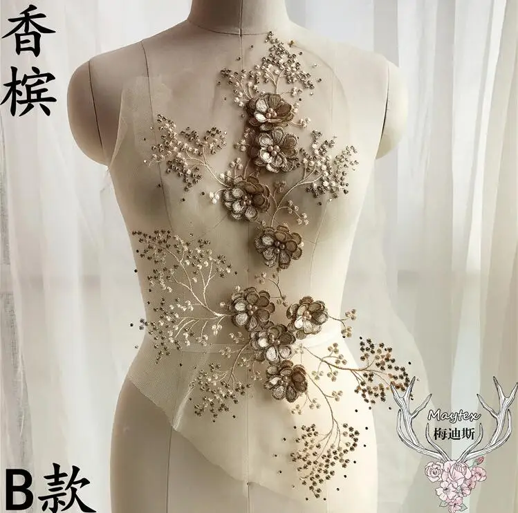 1 Piece Large Elegant 3D Flower Embroiderey Pearl Beaded Lace Applique Lace Trim Dress Fabrics DIY Material Champagne/Grey
1 Piece Large Elegant 3D Flower Embroiderey Pearl Beaded Lace Applique Lace Trim Dress Fabrics DIY Material Champagne/Grey