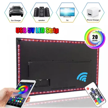DC5V LED Strip USB Flexible 5050 RGB LED Lights Ambilight TV Background Lighting Music/Bluetooth/RF/IR Controller Ledstrip Lamp
DC5V LED Strip USB Flexible 5050 RGB LED Lights Ambilight TV Background Lighting Music/Bluetooth/RF/IR Controller Ledstrip Lamp