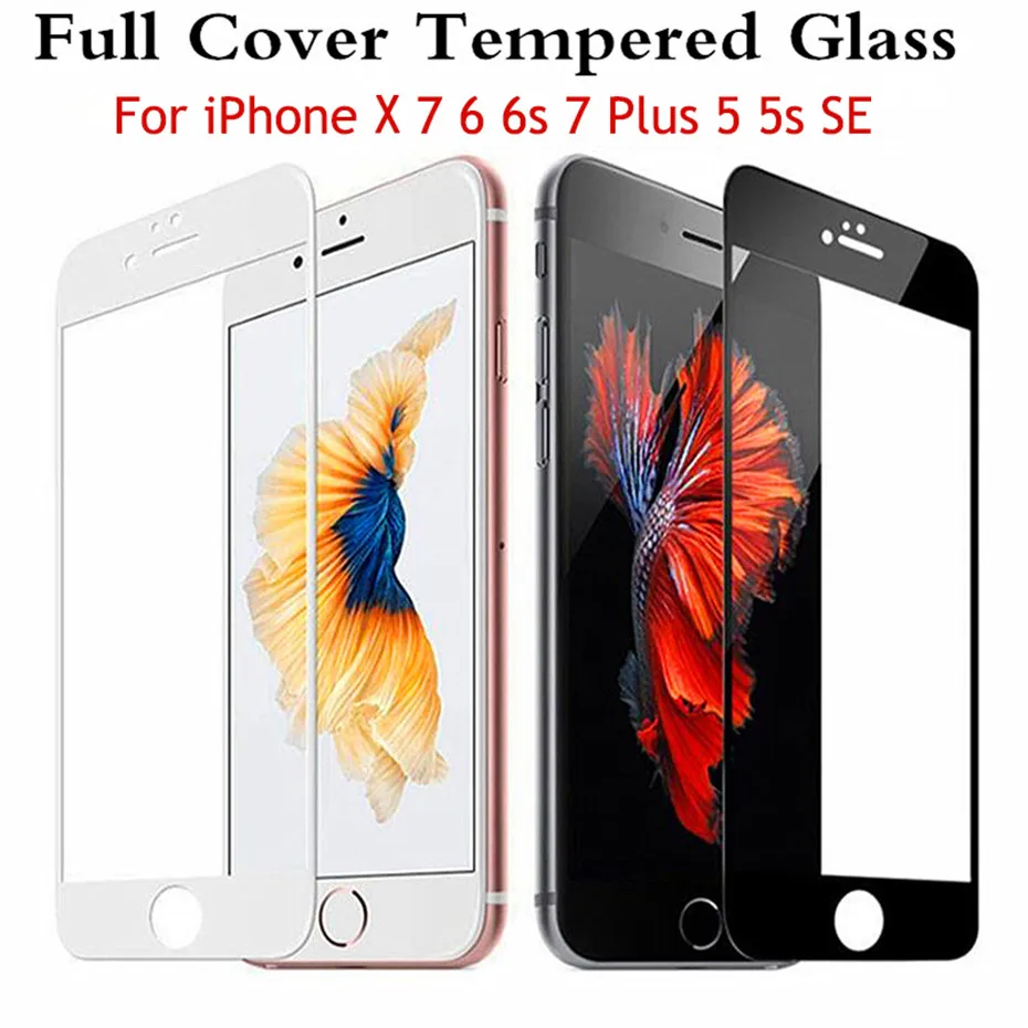 Full Cover Tempered Glass For iPhone X 7 6 6S Plus 5 5S SE 6Plus XS Max XR Screen Protector For iPhone 7 Plus Glass Film
Full Cover Tempered Glass For iPhone X 7 6 6S Plus 5 5S SE 6Plus XS Max XR Screen Protector For iPhone 7 Plus Glass Film