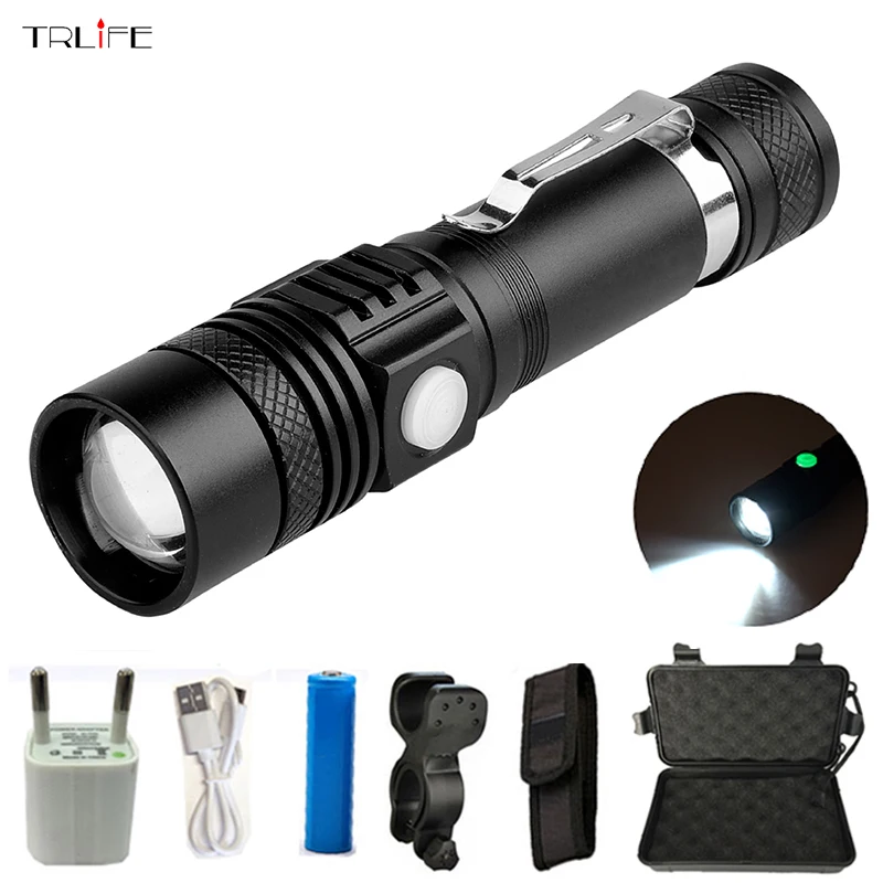 USB Rechargeable T6 LED Flashlight Aluminum Waterproof LED Flash Light Hand Torch Lamp Lantern 18650 LED With Power Reminder
USB Rechargeable T6 LED Flashlight Aluminum Waterproof LED Flash Light Hand Torch Lamp Lantern 18650 LED With Power Reminder