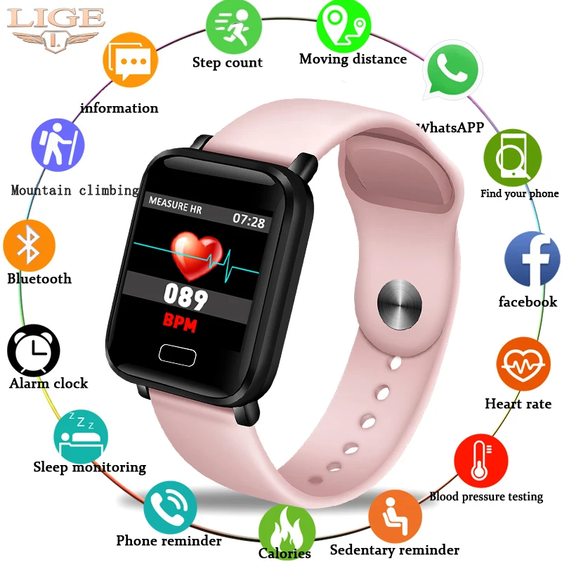 LIGE Women Smart Bracelet Sport Fitness Tracker Waterproof Smart Wristband Heart Rate Monitor Pedometer Watch For Android ios
LIGE Women Smart Bracelet Sport Fitness Tracker Waterproof Smart Wristband Heart Rate Monitor Pedometer Watch For Android ios