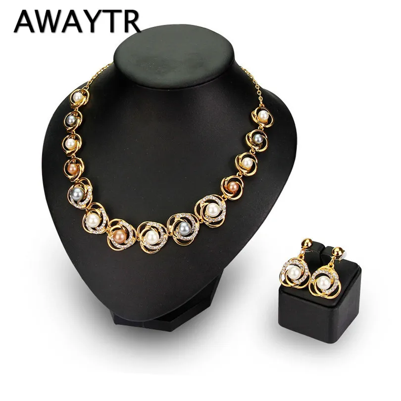 AWAYTR Romantic Simulated-Pearl Pendant Necklace Earring Jewelry Sets For Women Wedding Flower Crystal Bridal Party Accessories
AWAYTR Romantic Simulated-Pearl Pendant Necklace Earring Jewelry Sets For Women Wedding Flower Crystal Bridal Party Accessories