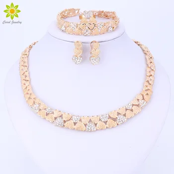 Fashion Heart Shape Necklace Earring Bracelet Ring Fashion Dubai Gold Color Nigerian African Beads Wedding Jewelry Set
Fashion Heart Shape Necklace Earring Bracelet Ring Fashion Dubai Gold Color Nigerian African Beads Wedding Jewelry Set