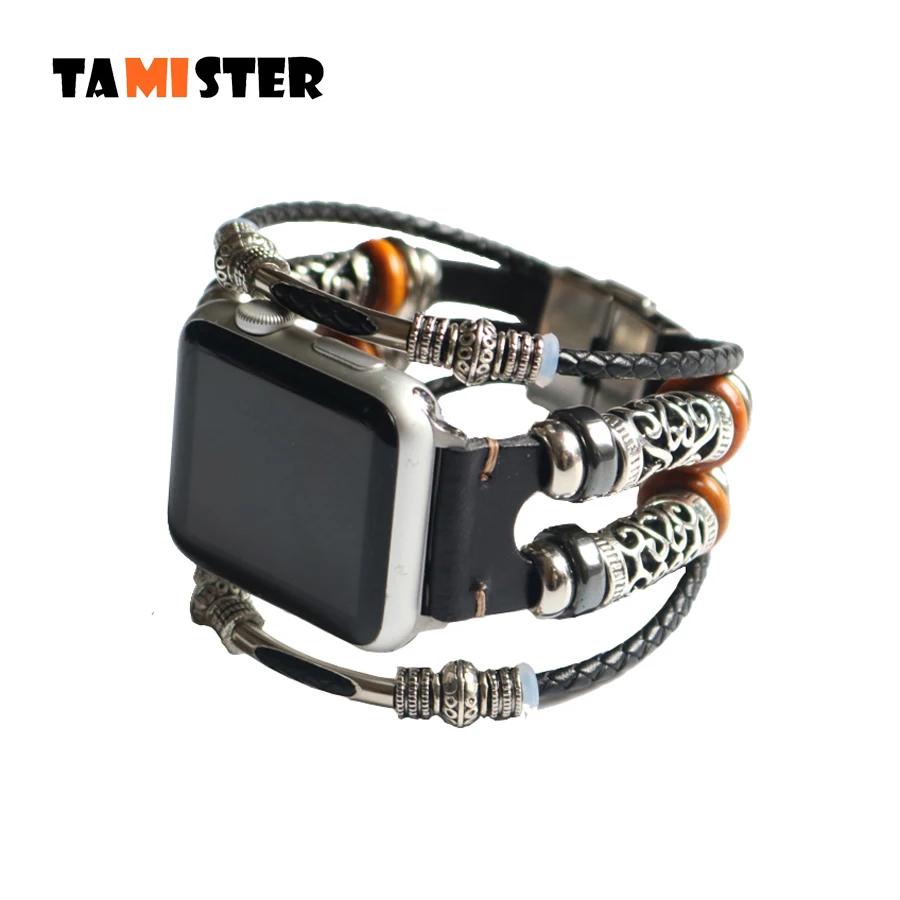 Handmade Bead Retro Punk Syle Bracelets Belt for Apple Watch Band 41mm 45mm Genuine Cow Leather for Apple Watch Series 1 2 3 4 5
Handmade Bead Retro Punk Syle Bracelets Belt for Apple Watch Band 41mm 45mm Genuine Cow Leather for Apple Watch Series 1 2 3 4 5