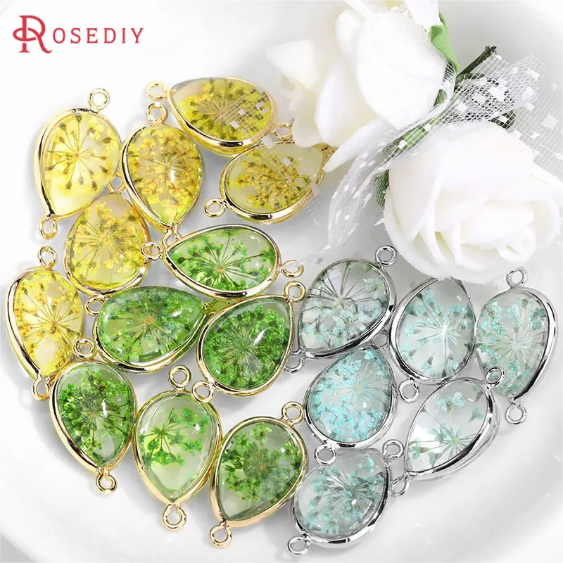 6PCS 11x21MM 24K Gold Color Brass and Glass 2 Holes with Dried Flower Drop Shape Connect Charms Pendants Diy Jewelry Accessories
6PCS 11x21MM 24K Gold Color Brass and Glass 2 Holes with Dried Flower Drop Shape Connect Charms Pendants Diy Jewelry Accessories