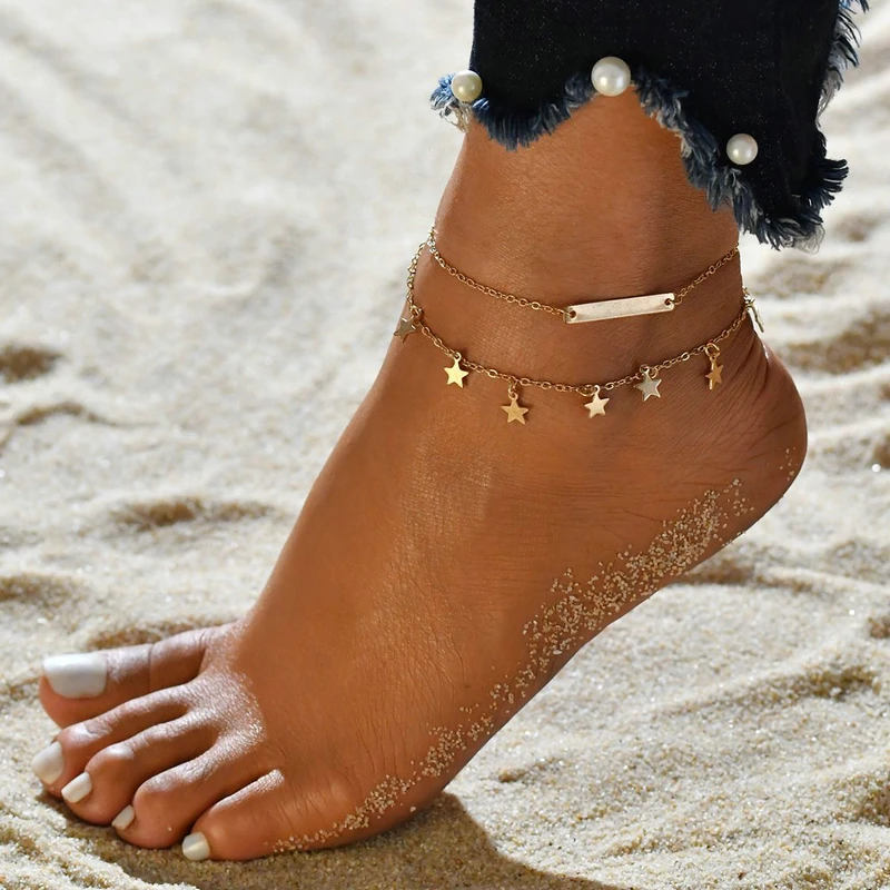 Summer Beach Anklets 2-Color Double stars Pendant 2-Layers Anklet Foot Chain Neo-Gothic Style Fashion Jewelry 2018 B375 KB376
Summer Beach Anklets 2-Color Double stars Pendant 2-Layers Anklet Foot Chain Neo-Gothic Style Fashion Jewelry 2018 B375 KB376