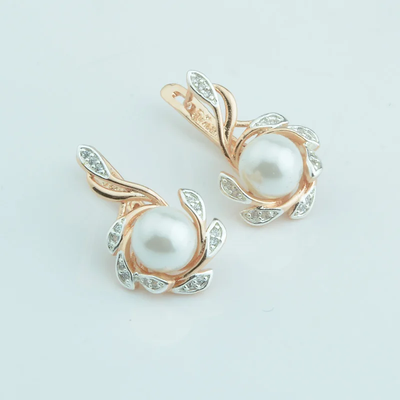 Fashion Jewelry Women 585 Rose Gold Color Simulated Pearl Round White Crystal Flowers Drop Earrings
Fashion Jewelry Women 585 Rose Gold Color Simulated Pearl Round White Crystal Flowers Drop Earrings