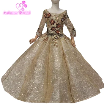 Luxury Gold Flower Girl Dresses For Weddings 2019 Long Sleeves Glitters Beaded Evening Ball Gowns For Girls Kids Pageant Dresses
Luxury Gold Flower Girl Dresses For Weddings 2019 Long Sleeves Glitters Beaded Evening Ball Gowns For Girls Kids Pageant Dresses