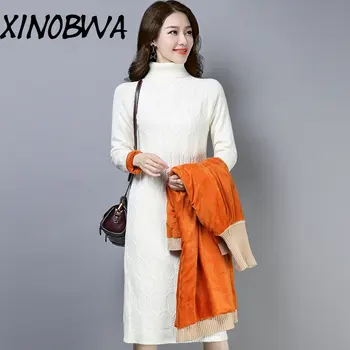 Women Winter High Street Fashion Turtleneck Plus Velvet Knitted Pullover Sweater Dress Female Plus Size Christmas Thick Sweater
Women Winter High Street Fashion Turtleneck Plus Velvet Knitted Pullover Sweater Dress Female Plus Size Christmas Thick Sweater