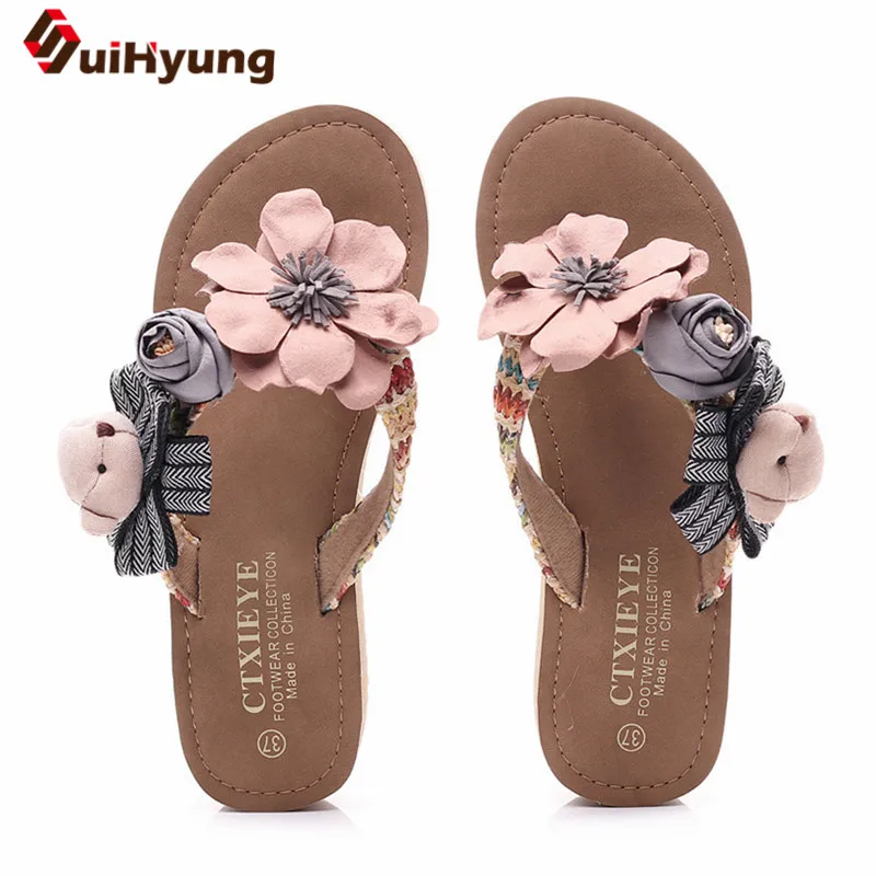 Suihyung Summer New Women Wedges Slippers Bear Flowers Flip Flops Ladies Casual Beach Shoes Non-slip Slides Zapatillas de mujer
Suihyung Summer New Women Wedges Slippers Bear Flowers Flip Flops Ladies Casual Beach Shoes Non-slip Slides Zapatillas de mujer