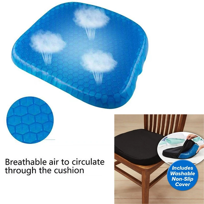 Seat Cushion Non Slip Chair Pad Breathable All Gel Orthopedic Cushion Pad for Car Office Chair Wheelchair
Seat Cushion Non Slip Chair Pad Breathable All Gel Orthopedic Cushion Pad for Car Office Chair Wheelchair