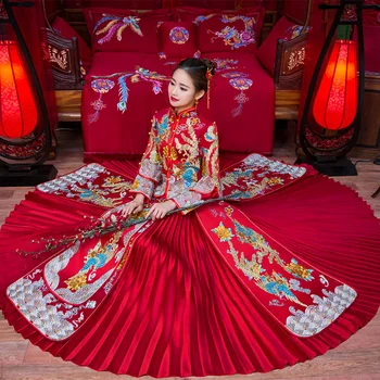Luxury Royal Wedding Cheongsam Suit Chinese Lady Marriage Suit Red Ancient Bride Dress Embroidery Phoenix Qipao Toast Clothes
Luxury Royal Wedding Cheongsam Suit Chinese Lady Marriage Suit Red Ancient Bride Dress Embroidery Phoenix Qipao Toast Clothes