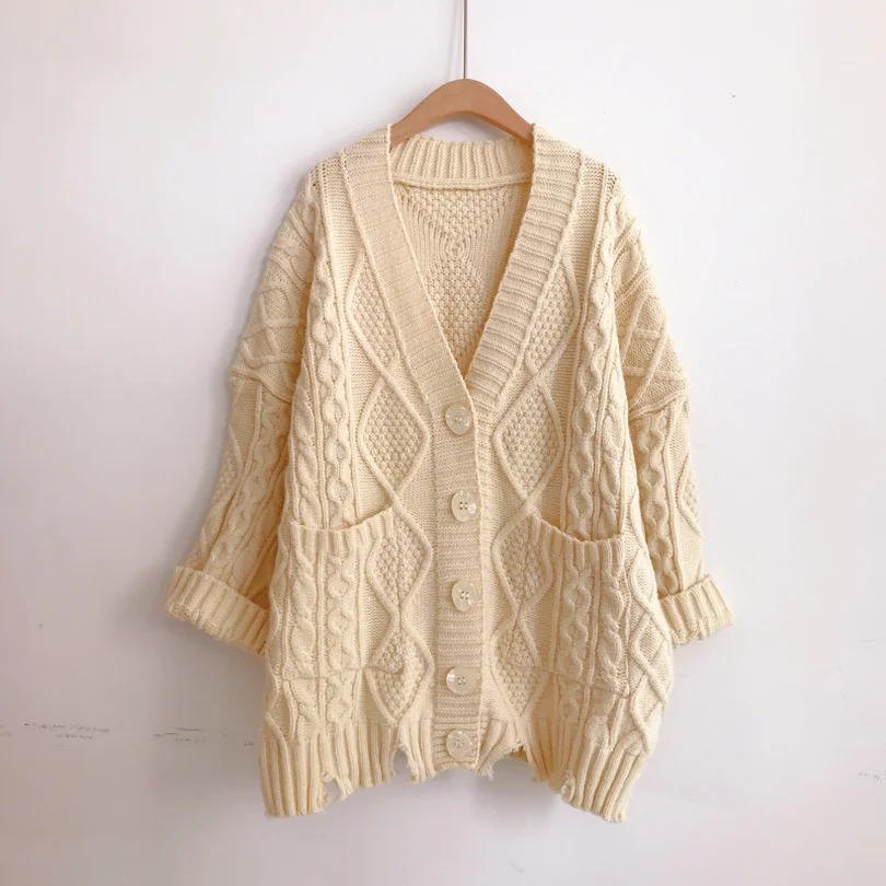 Taotrees Winter Warm Loose Large Size Women's Knitted Harajuku Pocket Sweater Button V-Neck Twist Cardigans Solid Color
Taotrees Winter Warm Loose Large Size Women's Knitted Harajuku Pocket Sweater Button V-Neck Twist Cardigans Solid Color