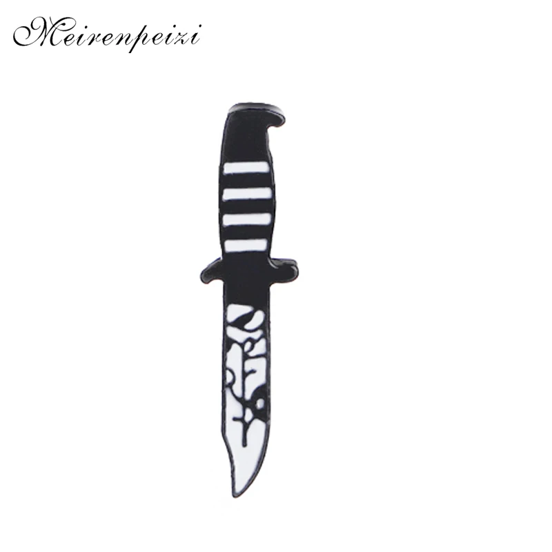 Готический Ножи булавки в броши форме цветка Эмаль заколка для панка мальчиков