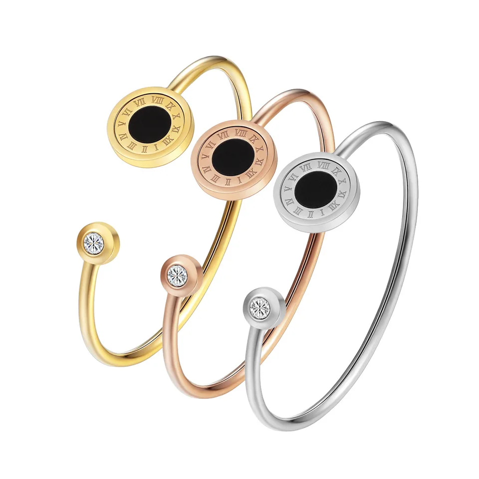 Women Bracelets Bangles Roman Letter Rotatable Black Shell Stainless Steel Luxury Brand Designer Bracelets for Women Jewelry
Women Bracelets Bangles Roman Letter Rotatable Black Shell Stainless Steel Luxury Brand Designer Bracelets for Women Jewelry