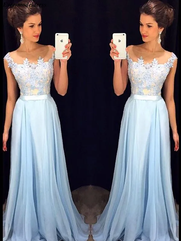 Light Blue Prom Dresses Long 2019 A-Line Chiffon Lace Appliques Button Back Hot Formal Gowns Party Dresses Vestidos De Festa
Light Blue Prom Dresses Long 2019 A-Line Chiffon Lace Appliques Button Back Hot Formal Gowns Party Dresses Vestidos De Festa