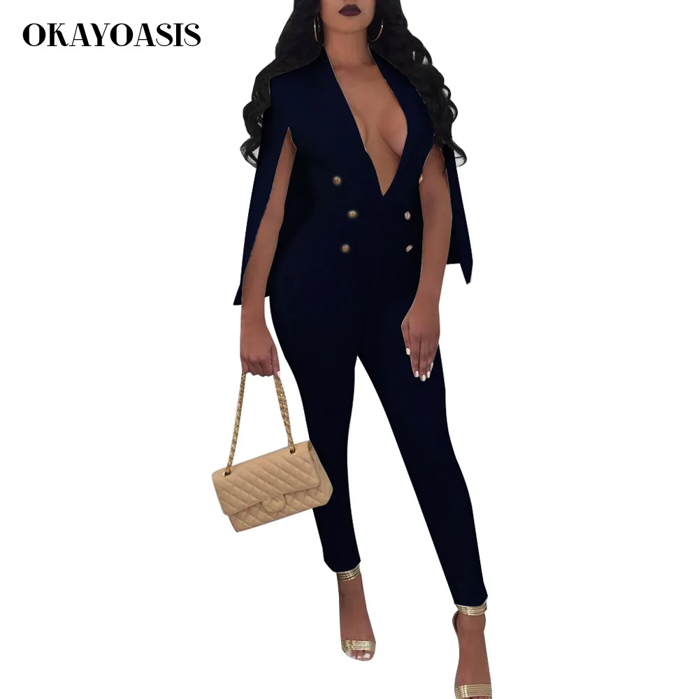 New Fashion Cloak Long Sleeve Jumpsuit Women Casual Double-breasted Sexy Deep V Slim Jumpsuit One Piece Pants Overalls Plus Size
New Fashion Cloak Long Sleeve Jumpsuit Women Casual Double-breasted Sexy Deep V Slim Jumpsuit One Piece Pants Overalls Plus Size