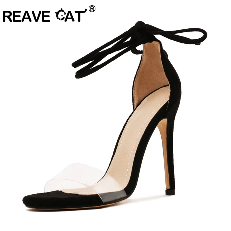 REAVE CAT Women Ankle Strap Lace Up Sandals Transparent Band Thin High Heels Ladies Summer Party Wedding Open Toe Shoes Black
REAVE CAT Women Ankle Strap Lace Up Sandals Transparent Band Thin High Heels Ladies Summer Party Wedding Open Toe Shoes Black