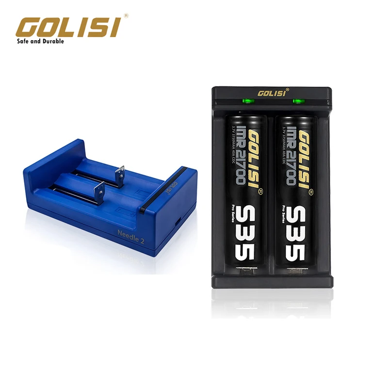 

Original Golisi Needle2 Charger 2 Battery Slots USB Charger For 18650/20700/21700 Li-ion Battery With USB Power Port 5V 1A