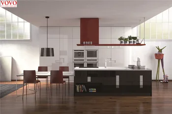 High gloss finish kitchen cabinet in black white color
High gloss finish kitchen cabinet in black white color