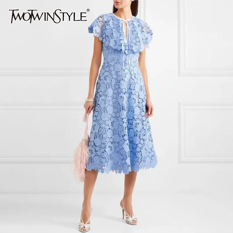 TWOTWINSTYLE Elegant Embroidery Hollow Out Women Dress O Neck Bandage Short Sleeve High Waist Midi Dresses Female Fashion 2019
TWOTWINSTYLE Elegant Embroidery Hollow Out Women Dress O Neck Bandage Short Sleeve High Waist Midi Dresses Female Fashion 2019