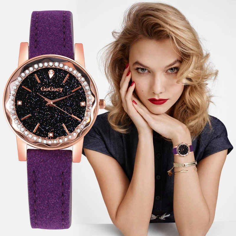 Женские наручные часы Gogoey reloj Mujer Saati роскошные романтические с кожаным ремешком и