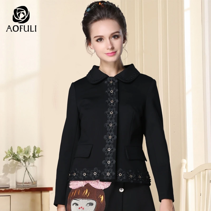 Szie S/M/L Ladies Short Black Jacket Autumn Winter Beadings Single-breasted Long Sleeve Tops Casual Overcoat B5995
Szie S/M/L Ladies Short Black Jacket Autumn Winter Beadings Single-breasted Long Sleeve Tops Casual Overcoat B5995