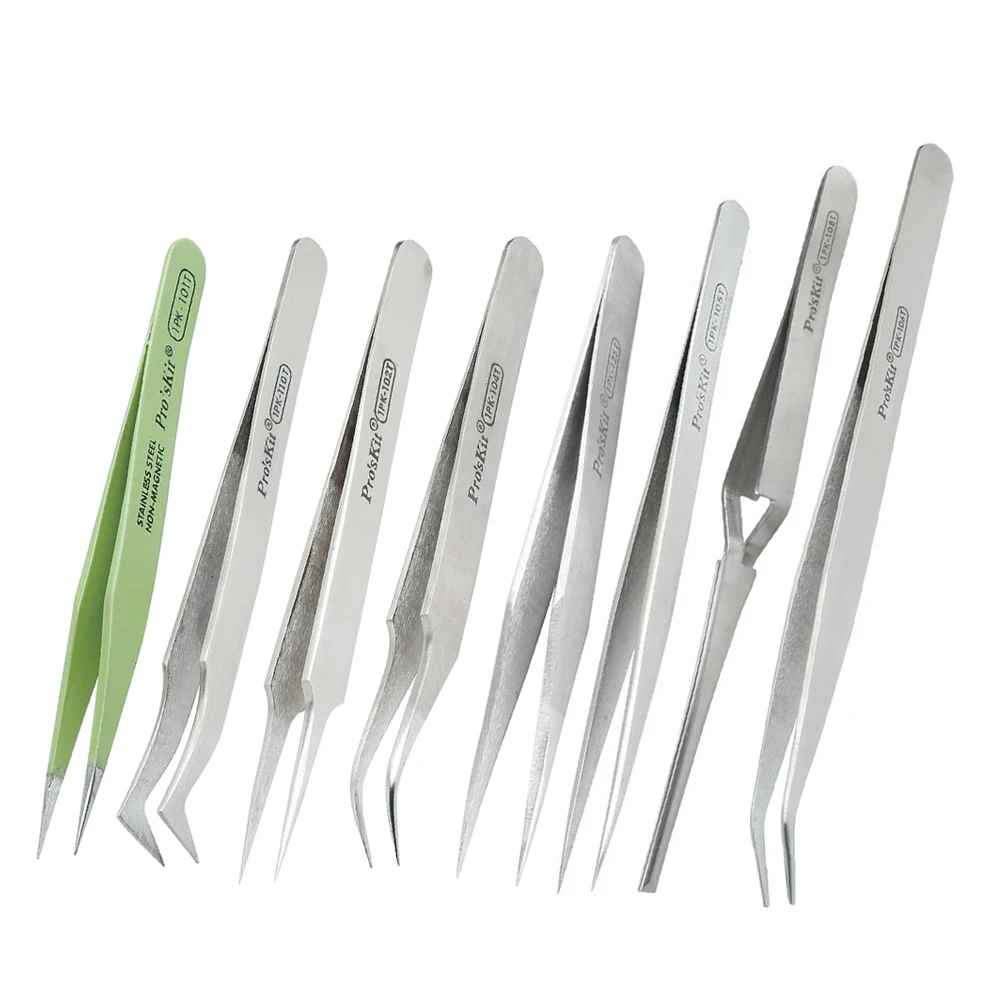 Pro'sKit Stainless Steel Tips Curved Insulation Anti-Magnetic Tweezers Anti-Static Precision Jig Soldering Station Hand Tools
Pro'sKit Stainless Steel Tips Curved Insulation Anti-Magnetic Tweezers Anti-Static Precision Jig Soldering Station Hand Tools