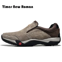 Times New Roman Mens Genuine Leather Loafers Spring Autumn Waterproof Moccasins Slip on Men Casual Shoes Plus Size 38~46 image