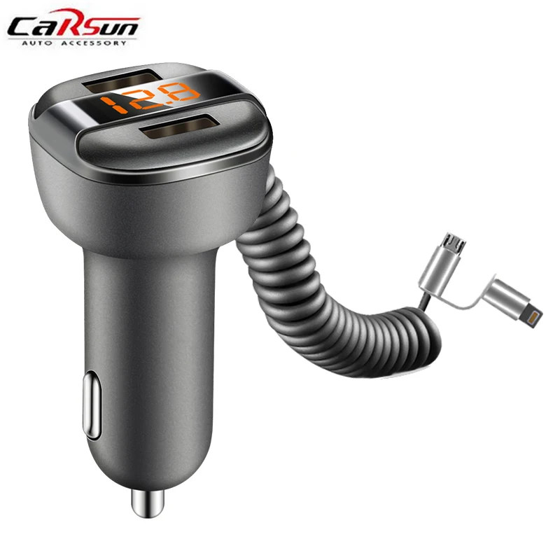 Dual USB Car Charger 12V-24V 3.4A Fast Charging Smart Car Charger Adapter for IOS Android Mobile Phones with Voltage LED Display
Dual USB Car Charger 12V-24V 3.4A Fast Charging Smart Car Charger Adapter for IOS Android Mobile Phones with Voltage LED Display
